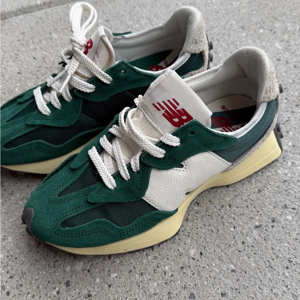 New Balance Green and Cream Athletic Shoes - Picture 5 of 7